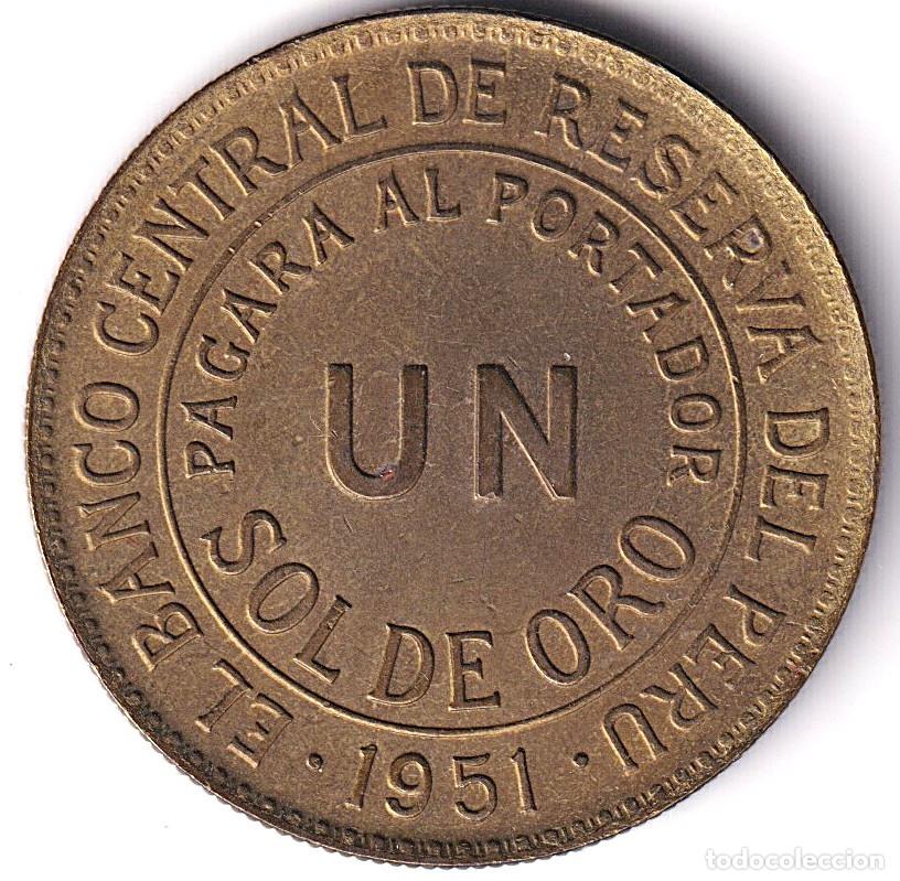 Monedas antiguas de Am&eacute;rica: MONEDA PERU UN SOL DE ORO 1951 - BANCO CENTRAL DE RESERVA DEL PERU -LATON - EBC+