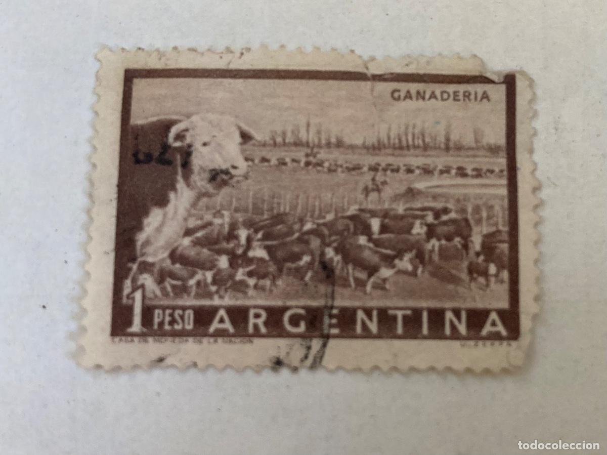 Monedas antiguas de Am&eacute;rica: Argentina sello Ganader&iacute;a 1 peso