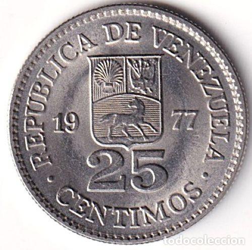 Monedas antiguas de Am&eacute;rica: MONEDA 25 CENTIMOS - 1977 - REPUBLICA DE VENEZUELA - NIQUEL - SIN CIRCULAR