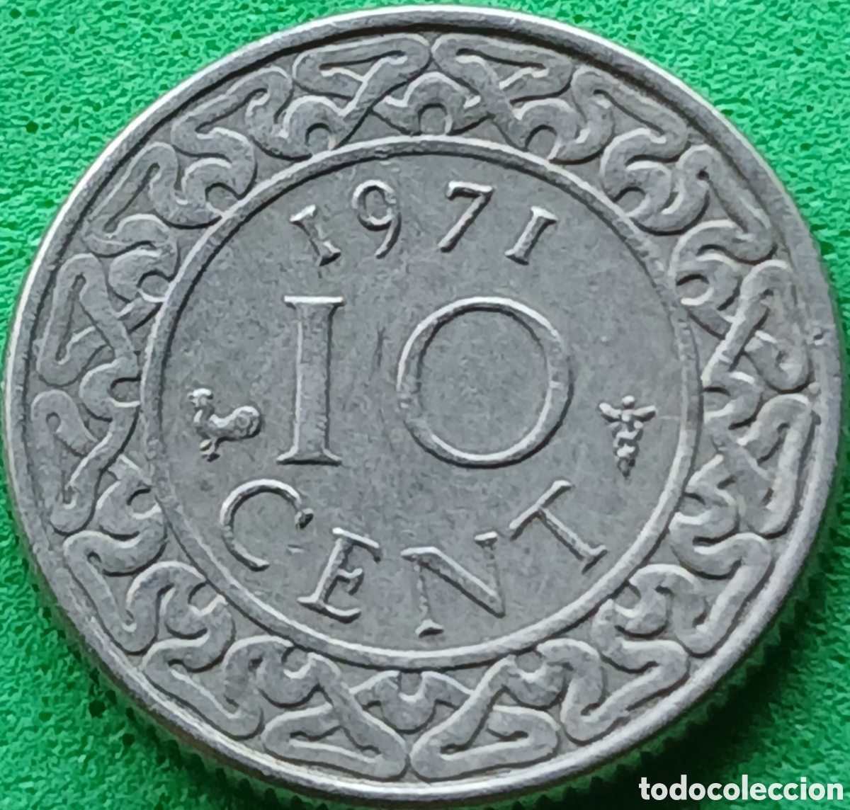 Monedas antiguas de Am&eacute;rica: Surinam 10 cent 1971 km#13 poco com&uacute;n
