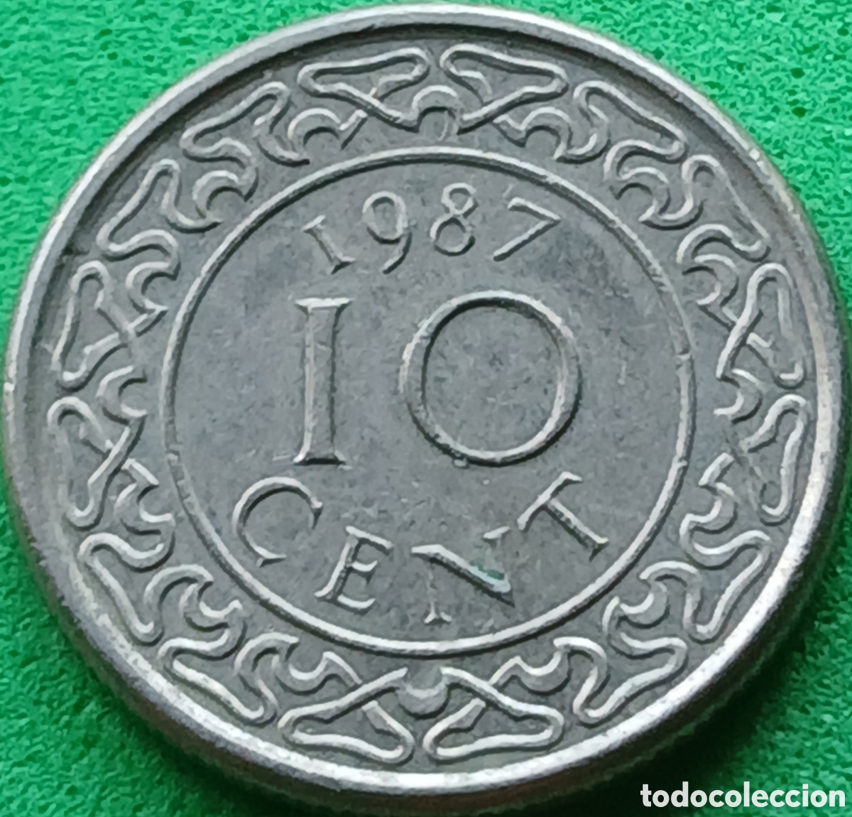 Monedas antiguas de Am&eacute;rica: Surinam 10 cent 1987 km#13a poco com&uacute;n
