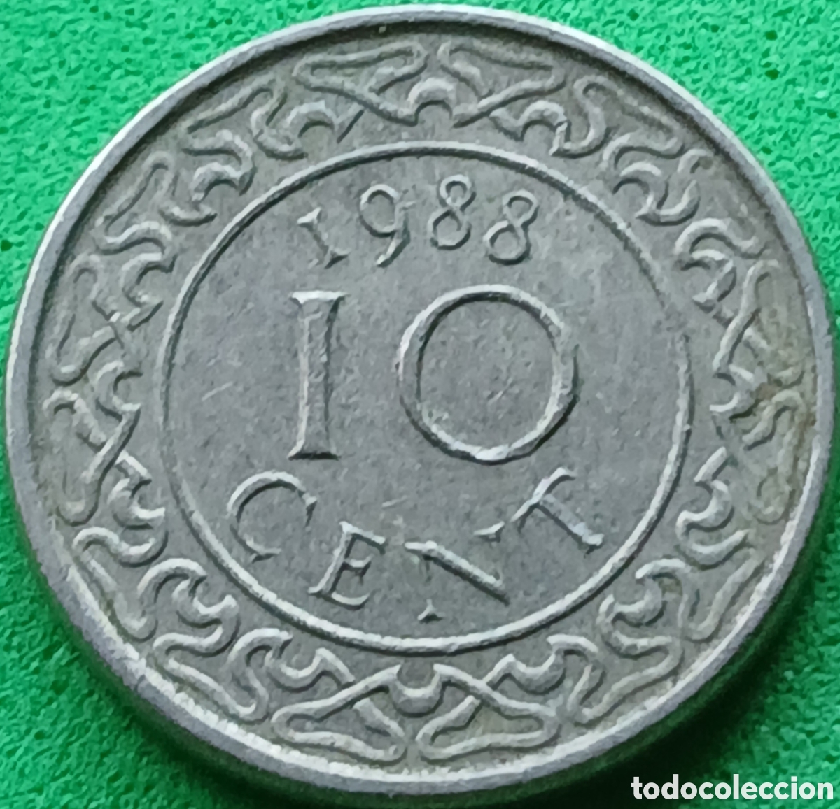 Monedas antiguas de Am&eacute;rica: Surinam 10 cent 1988 km#13a poco com&uacute;n