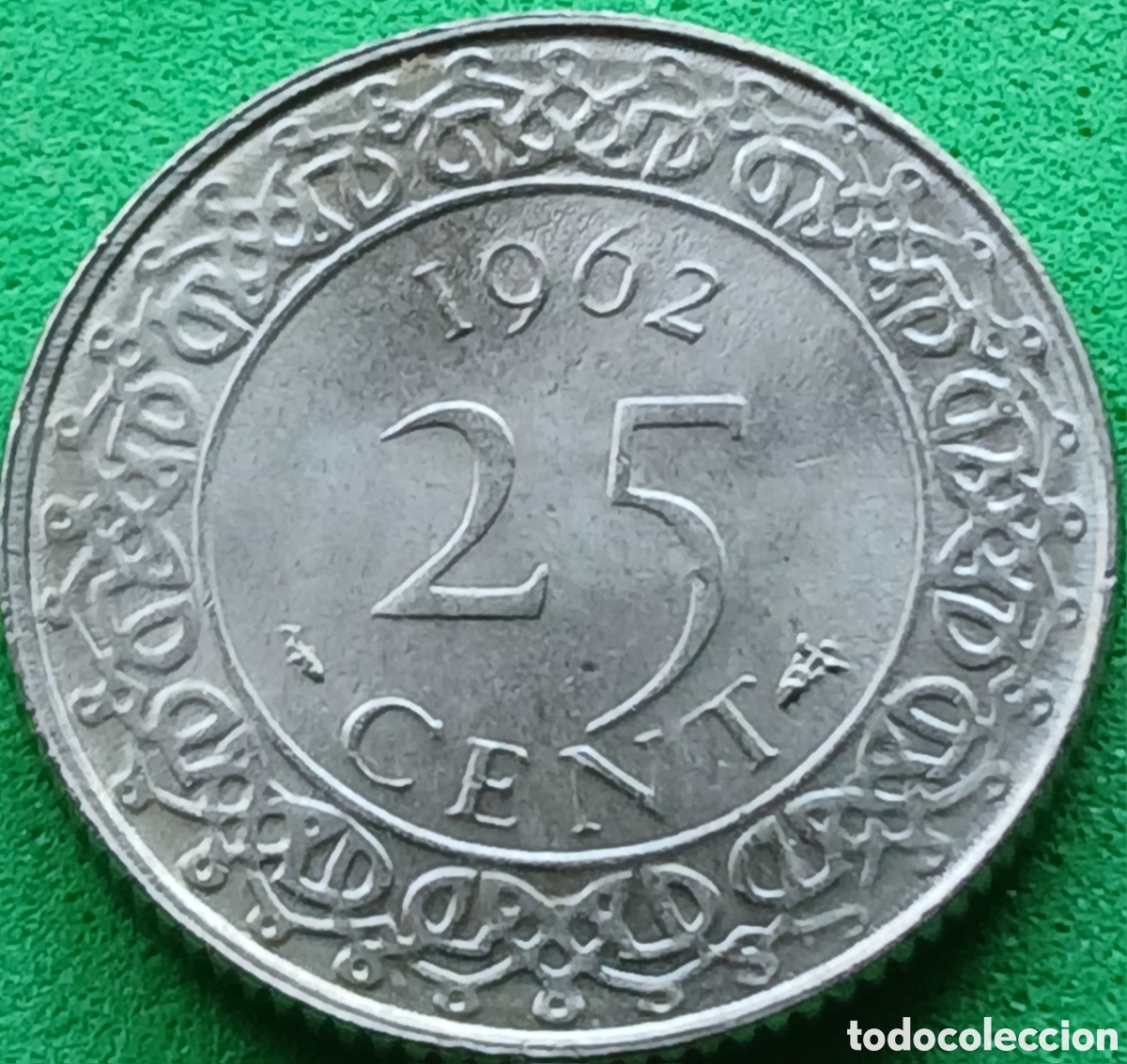 Monedas antiguas de Am&eacute;rica: Surinam 25 cent 1962 km#14 sin marca