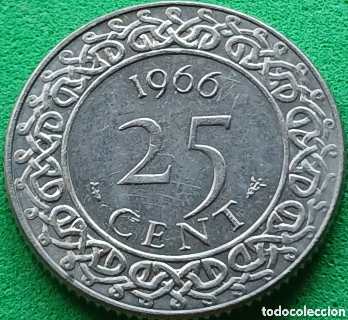 Monedas antiguas de Am&eacute;rica: Surinam 25 cent 1966 km#14