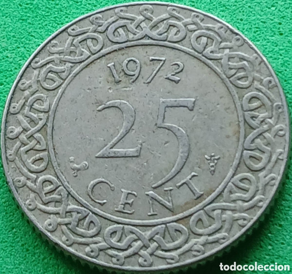 Monedas antiguas de Am&eacute;rica: Surinam 25 cent 1972 km#14