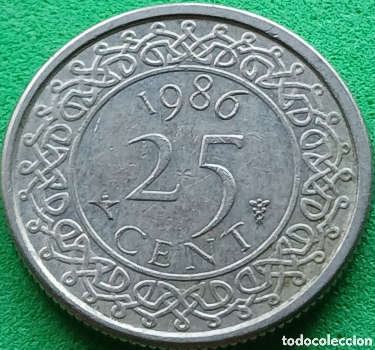 Monedas antiguas de Am&eacute;rica: Surinam 25 cent 1986 km#14 poco com&uacute;n