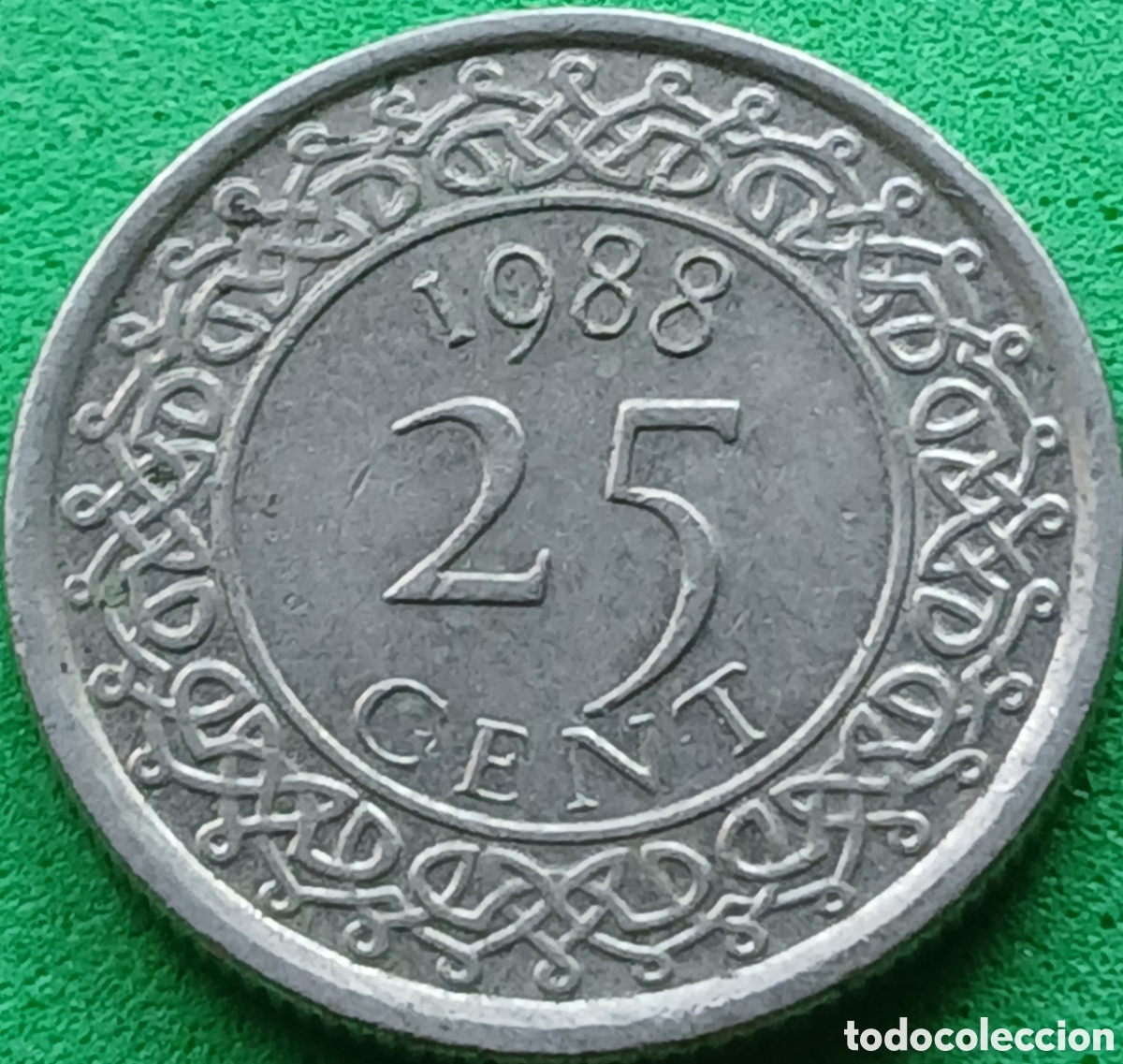 Monedas antiguas de Am&eacute;rica: Surinam 25 cent 1988 km#14a