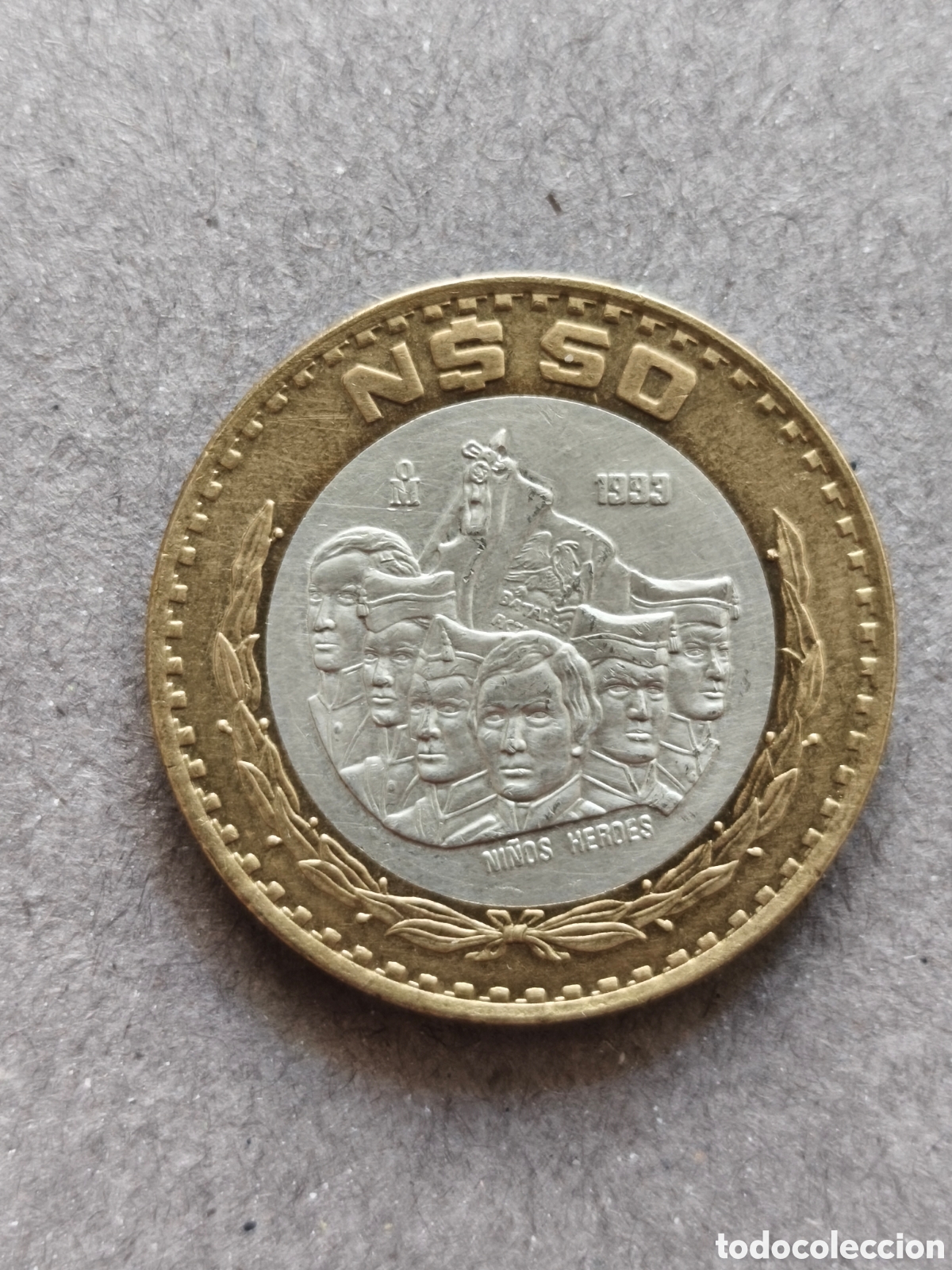 Old Coins of America: 50 nuevos pesos M&eacute;xico 1993 centro plata 0.925