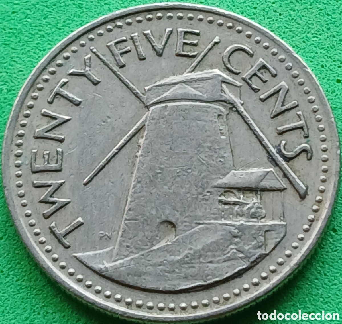 Monedas antiguas de Am&eacute;rica: Barbados twenty five cents 1973 km#13 sin marca de ceca