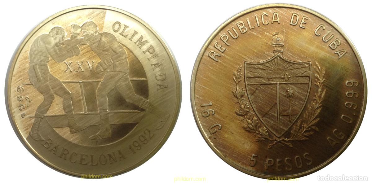 Monedas antiguas de Am&eacute;rica: 1230 CUBA 1989 CUBA 1989 OLIMPIC BARCELONA 1992 5 PESOS