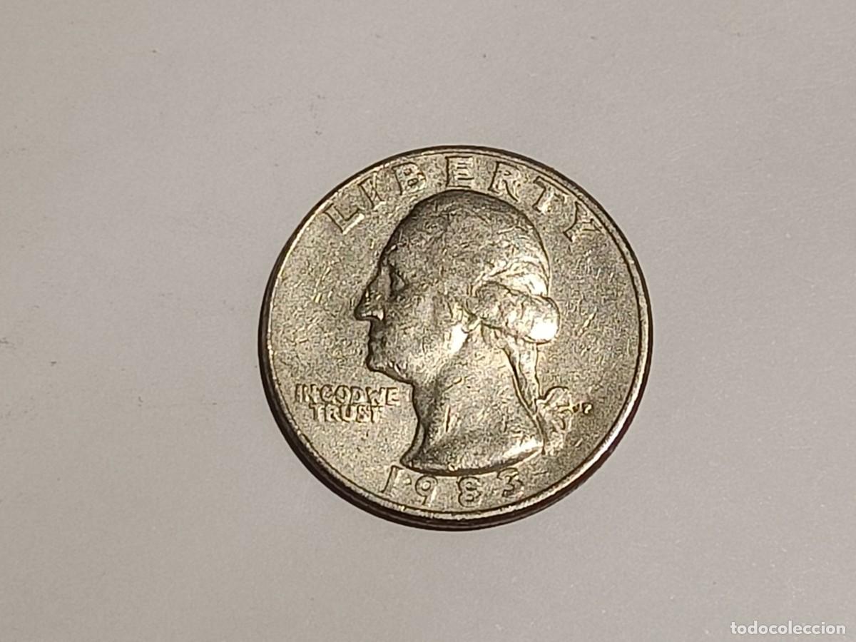 Monedas antiguas de Am&eacute;rica: Moneda de Estados Unidos. 1/4 dollar. Washington Quarter 1983
