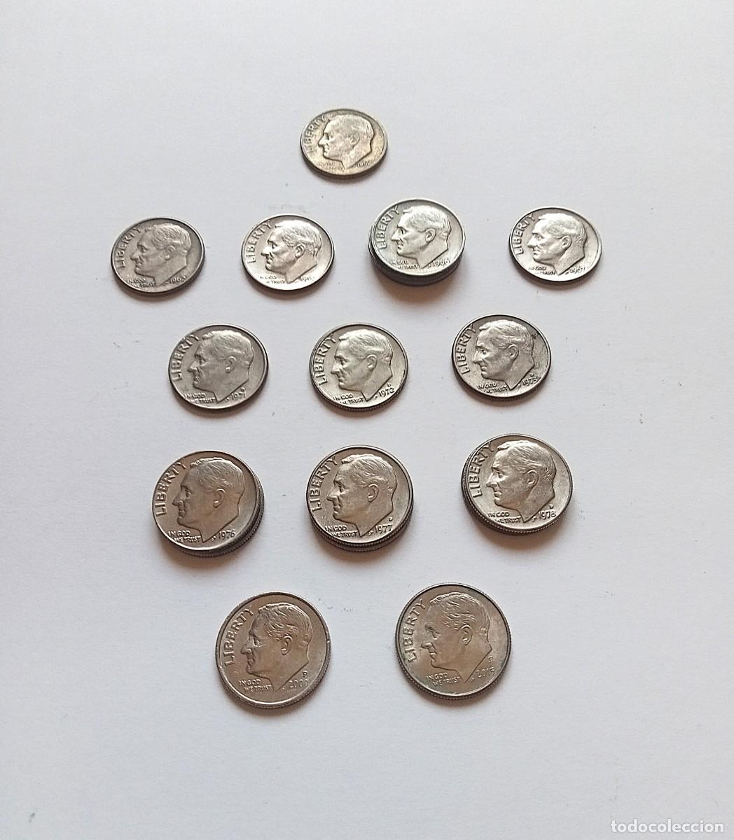 Monedas antiguas de Am&eacute;rica: EEUU - 18 MONEDAS de 1 DIME - Entre 1952 y 2015 - USA