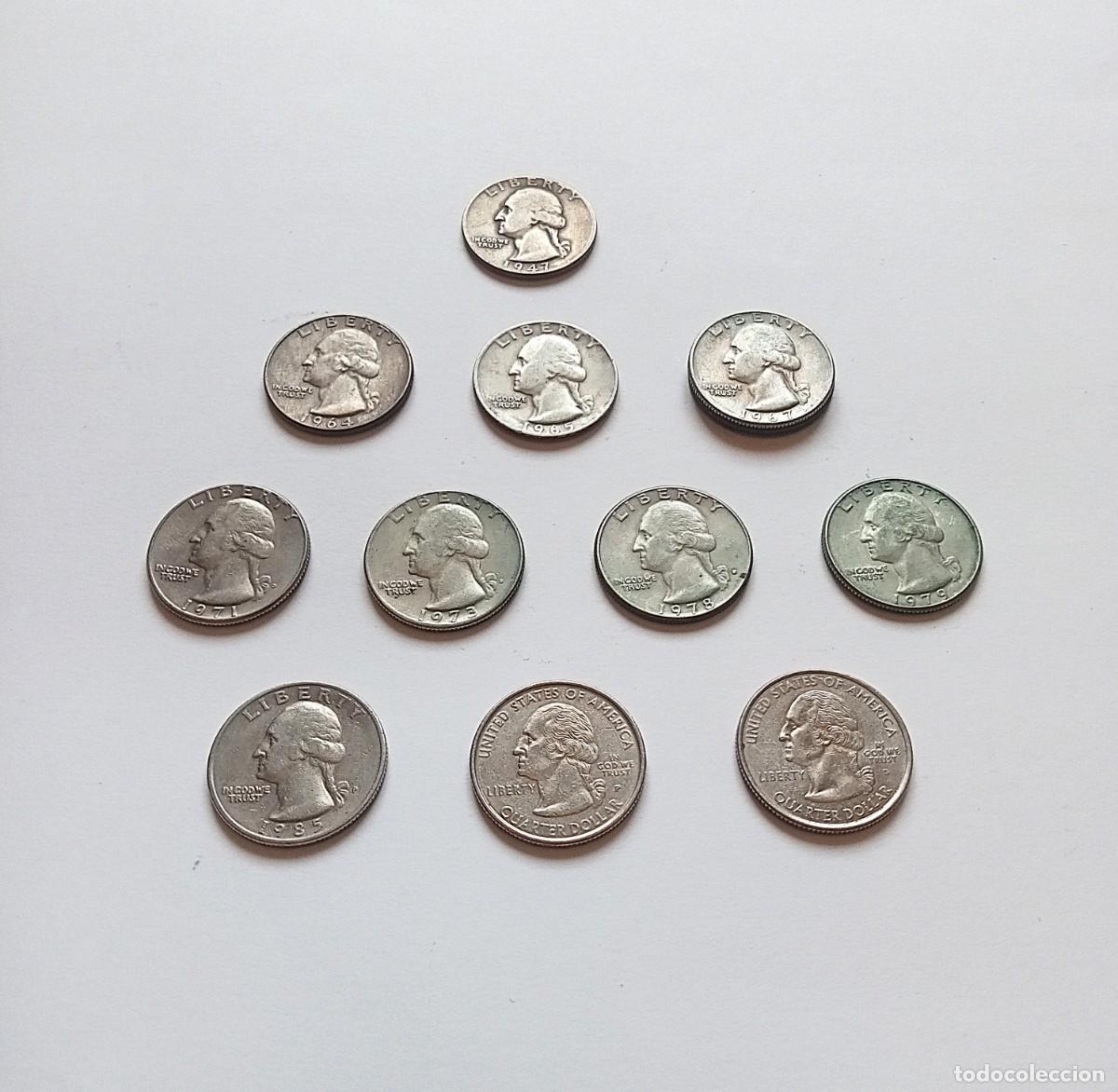 Monedas antiguas de Am&eacute;rica: EEUU - 12 MONEDAS de 1/4 de DOLAR - Entre 1947 y 2000 - USA - VER LISTADO