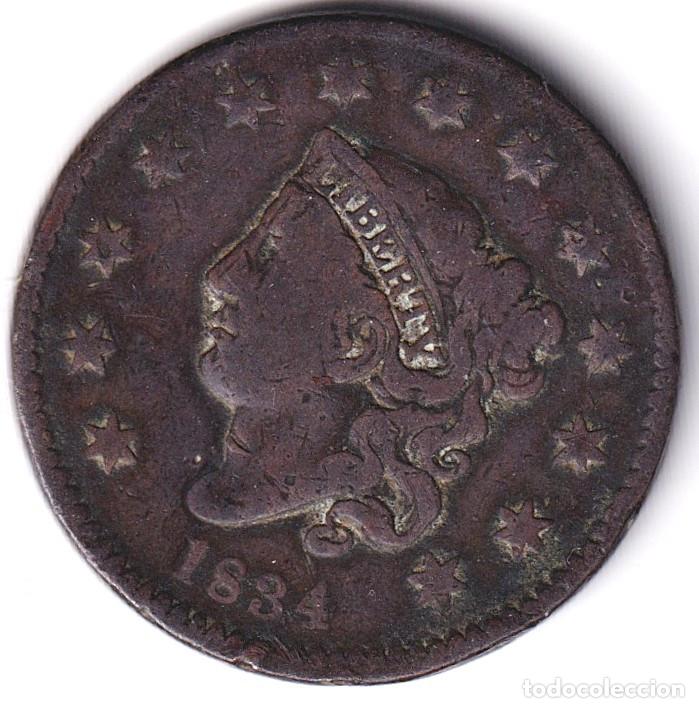Monedas antiguas de Am&eacute;rica: MONEDA ESTADOS UNIDOS - ONE CENT 1834 - FILADELFIA - MATRON HEAD - COBRE