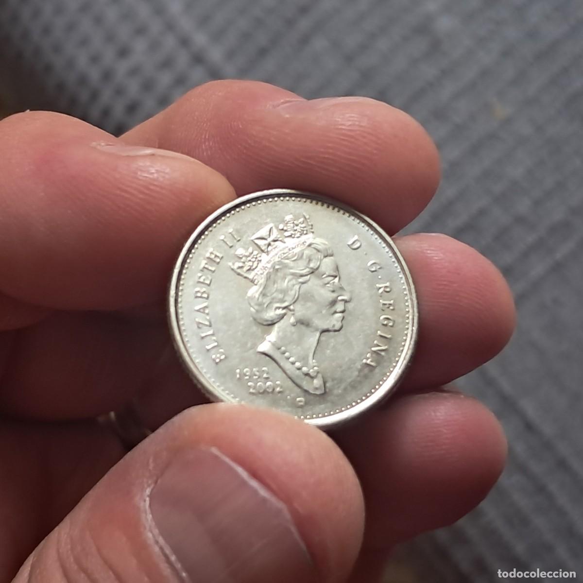 Monedas antiguas de Am&eacute;rica: MONEDA CANAD&Aacute; 25 CENTS 2002 P XF - Elizabeth II (Bodas de oro) KM# 448.