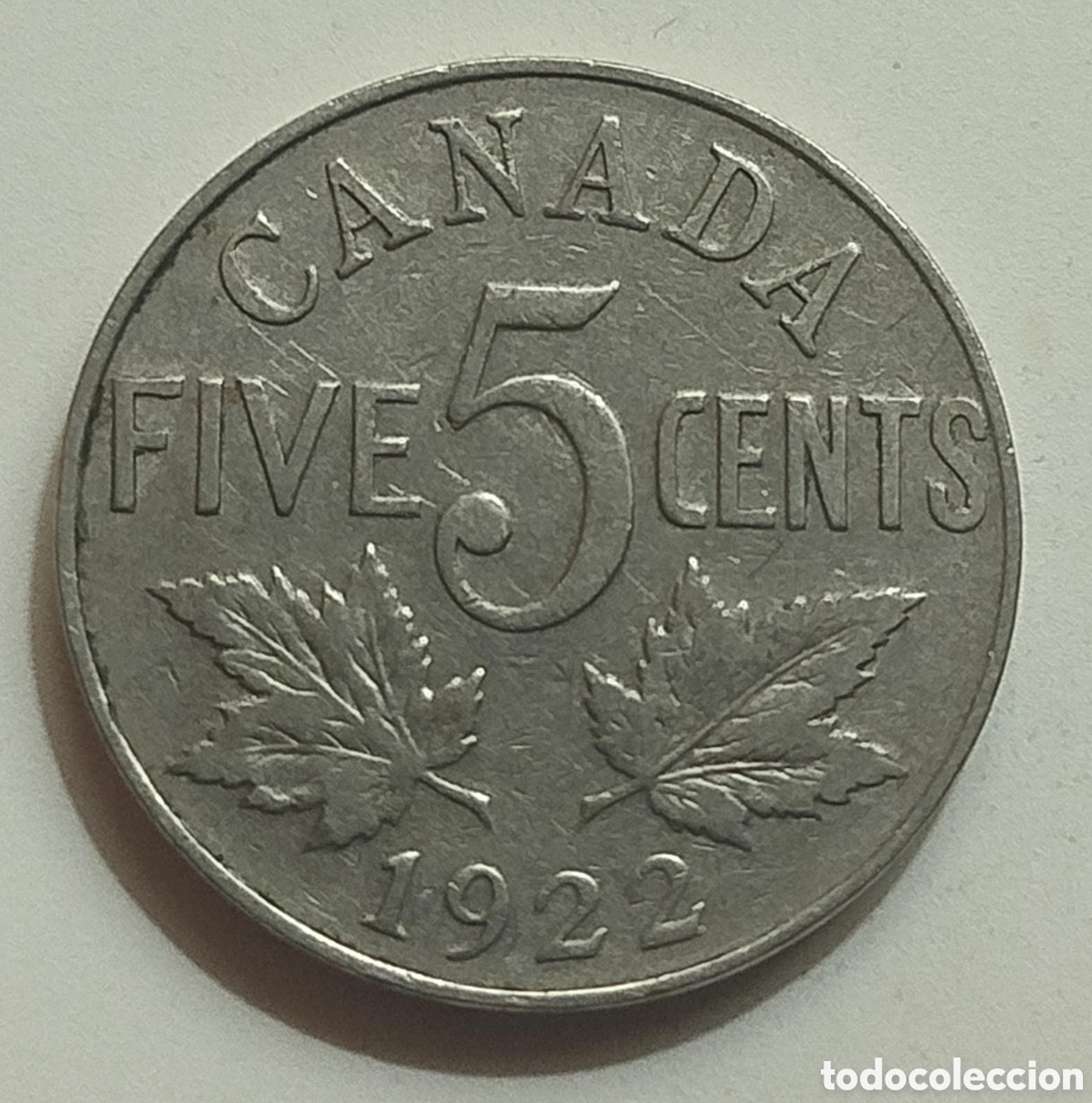 Monedas antiguas de Am&eacute;rica: Moneda 5 Centavos Canad&aacute; 1922 - Rey Jorge V - Foto 2