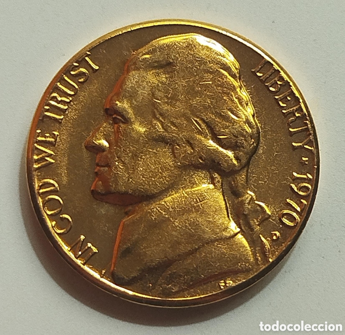 Monedas antiguas de Am&eacute;rica: Moneda en Oro 5 Centavos Jefferson 1970 de EEUU