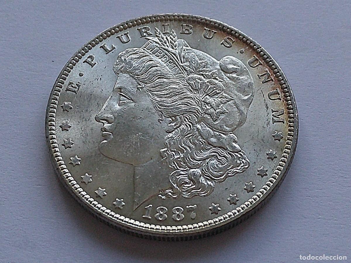 Monedas antiguas de Am&eacute;rica: USA d&oacute;lar Morgan de plata 1887. Brillo original. 4ec29