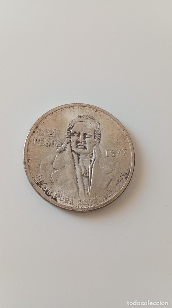Monedas antiguas de Am&eacute;rica: Moneda 100 pesos M&eacute;xico 1977 plata