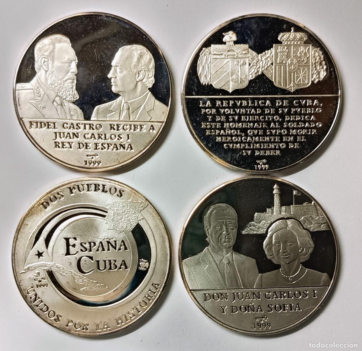 Monedas antiguas de Am&eacute;rica: CUBA. VISITA REAL ESPA&Ntilde;OLA. 4 MONEDAS DE 10 PESOS. PLATA PROOF. ,999. ESCASAS. 4 ONZAS