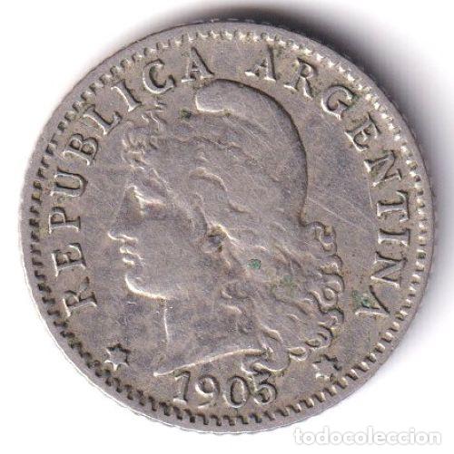 Monedas antiguas de Am&eacute;rica: MONEDA ARGENTINA - 5 CENTAVOS - 1905 - LIBERTAD - REP. DE ARGENTINA
