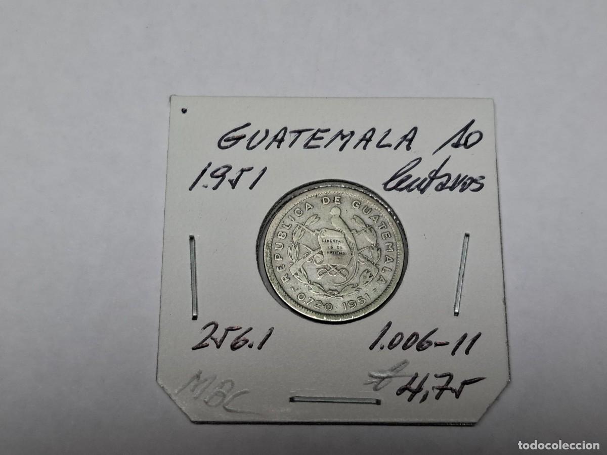 Monedas antiguas de Am&eacute;rica: 10 CENTAVOS de PLATA de 1951 KM 256.1 GUATEMALA en MBC