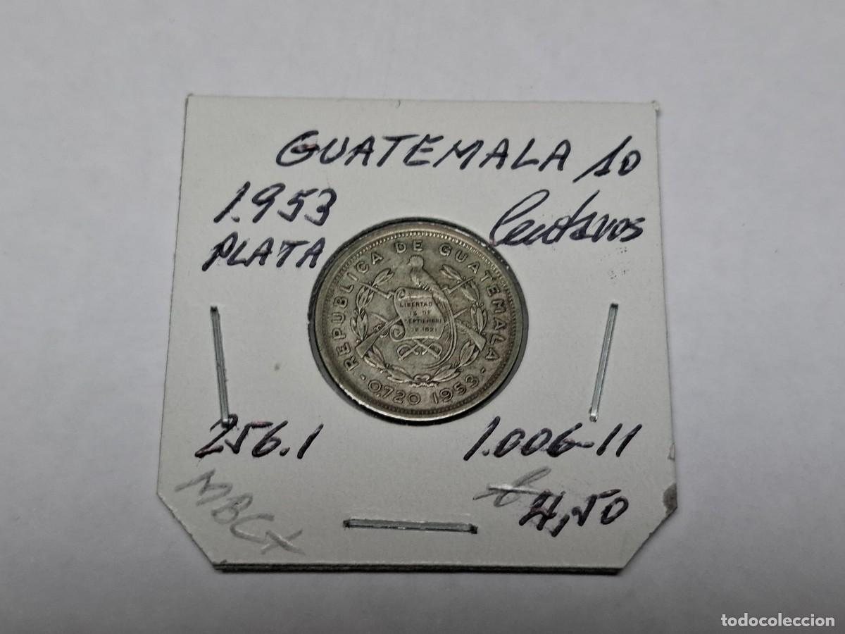Monedas antiguas de Am&eacute;rica: 10 CENTAVOS de PLATA de 1953 KM 256.1 GUATEMALA en MBC+