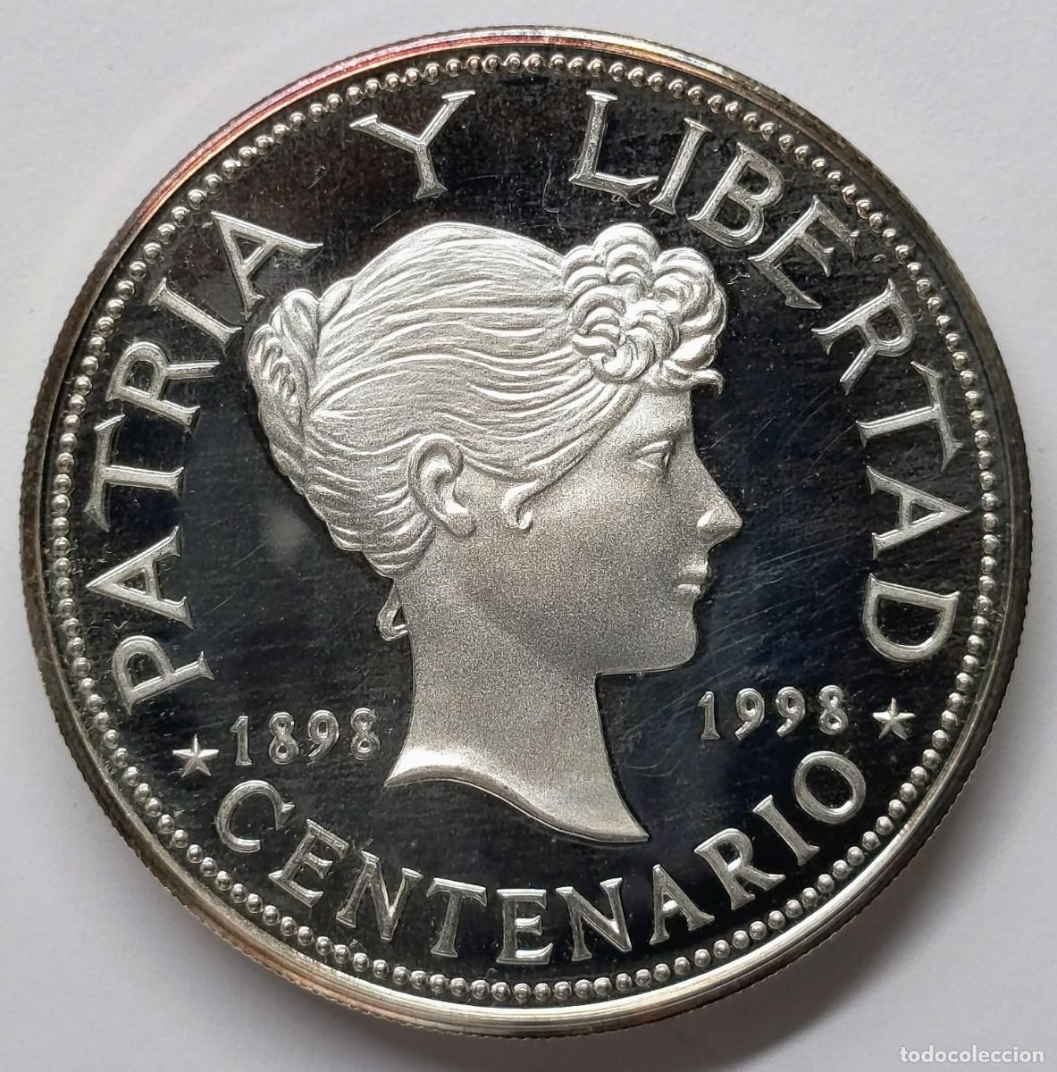 Monedas antiguas de Am&eacute;rica: CUBA. &ldquo;CONMEMORACI&Oacute;N DE LA PRIMERA MONEDA DE UN PESO&rdquo;. 1998. 10 PESOS. PLATA. PROOF. ,999. 31,10 grs