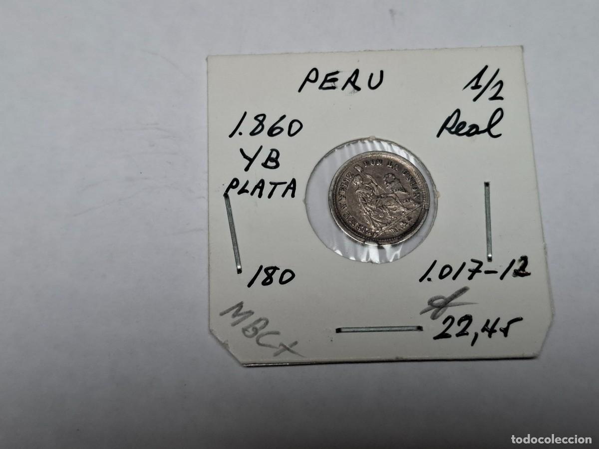 Monedas antiguas de Am&eacute;rica: 1/2 REAL de PLATA de 1860 YB KM 180 PERU en MBC+