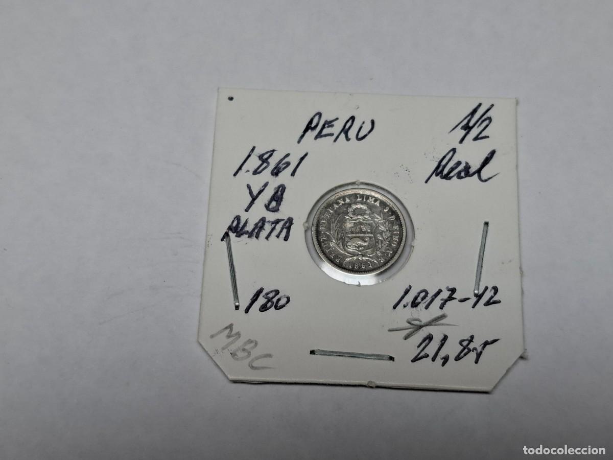 Monedas antiguas de Am&eacute;rica: 1/2 REAL de PLATA de 1861 YB KM 180 PERU en MBC