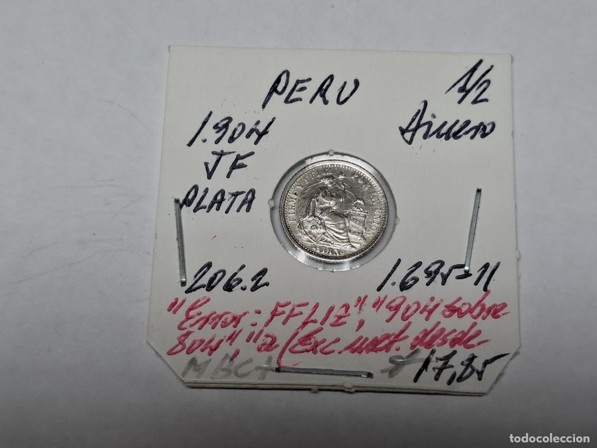 Monedas antiguas de Am&eacute;rica: 1/2 DINERO de PLATA de 1904 JF KM 206.2 PERU en MBC+