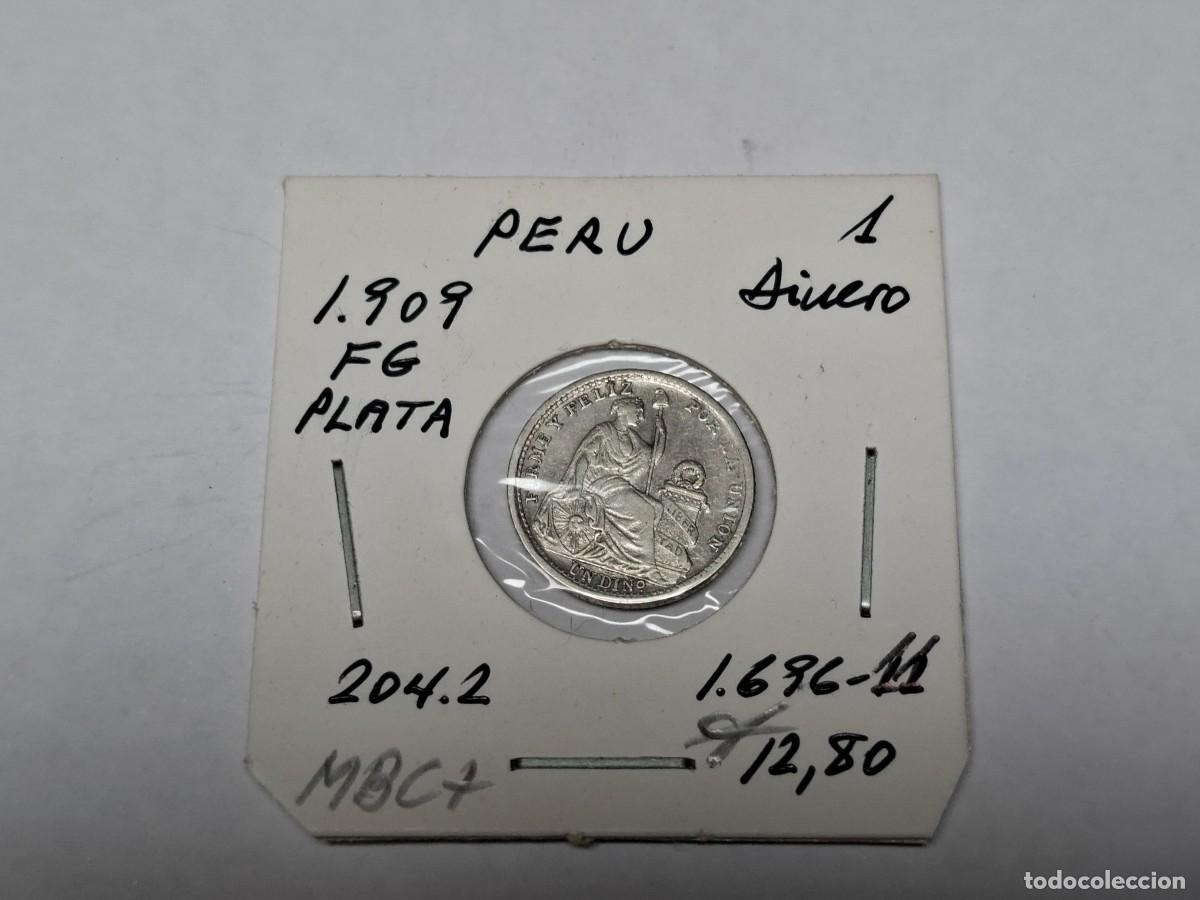 Monedas antiguas de Am&eacute;rica: 1 DINERO de PLATA de 1909 FG KM 204.2 PERU en MBC+