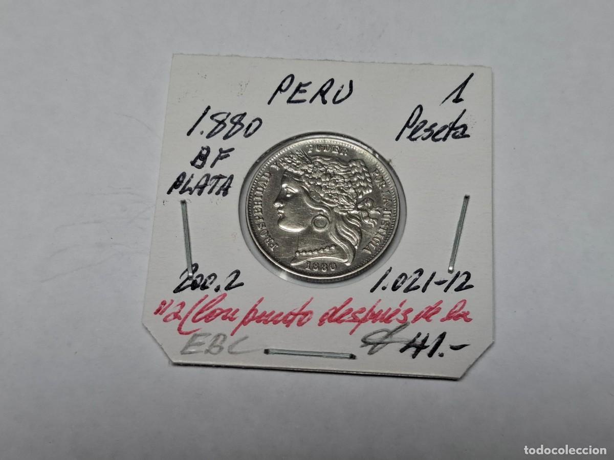 Monedas antiguas de Am&eacute;rica: 1 PESETA de PLATA de 1880 BF KM 200.2 PERU en EBC
