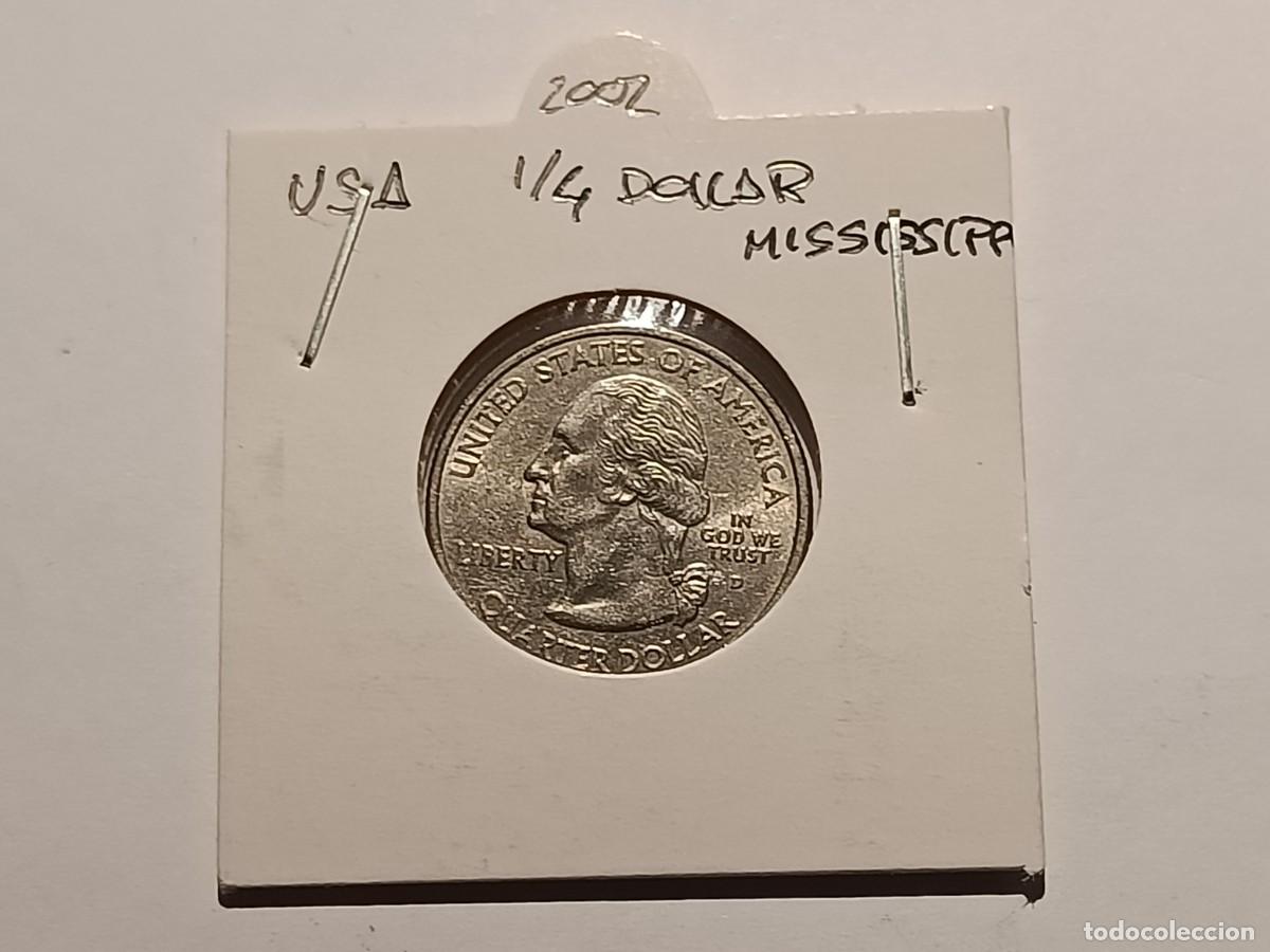 Monedas antiguas de Am&eacute;rica: Moneda de Estados Unidos. 1/4 dollar. Washington dollar. Mississippi 2002
