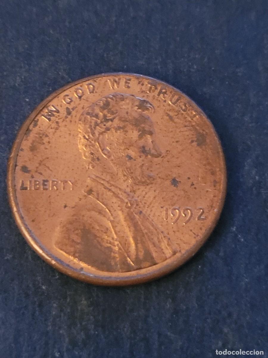 Monedas antiguas de Am&eacute;rica: Moneda 1 centavo 1992 sin ceca Estados Unidos
