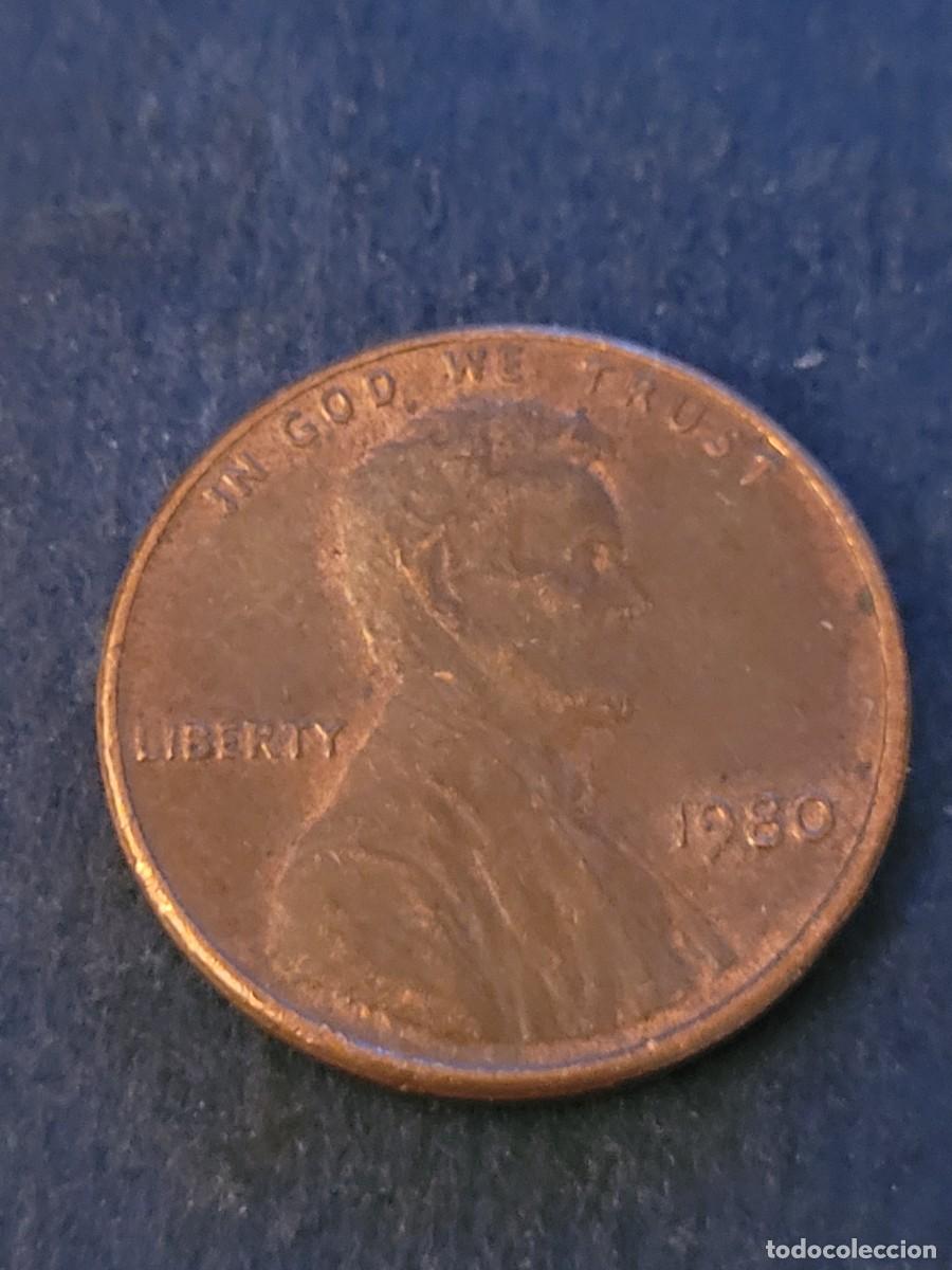 Monedas antiguas de Am&eacute;rica: Moneda 1 centavo 1980 sin ceca Estados Unidos