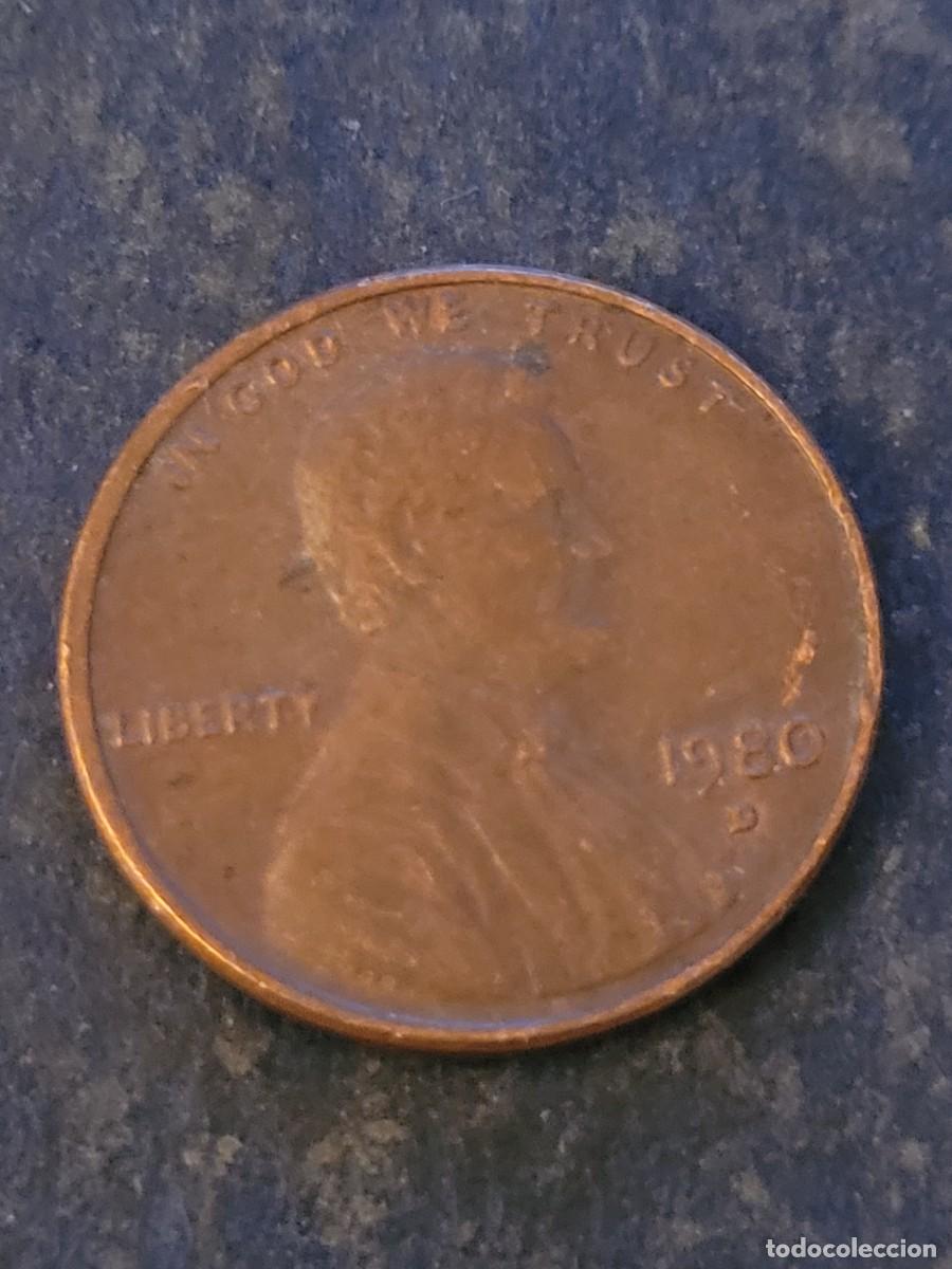 Monedas antiguas de Am&eacute;rica: Moneda 1 centavo 1980 &rdquo;D&rdquo; Estados Unidos