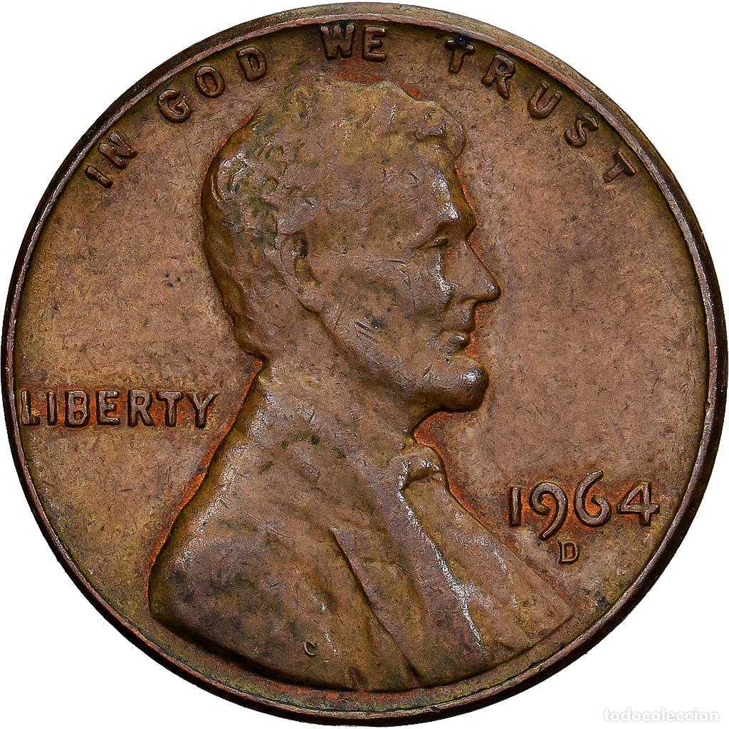 Monedas antiguas de Am&eacute;rica: [#1224083] Estados Unidos, Cent, Lincoln Cent, 1964, Denver, Lat&oacute;n, MBC, KM:201