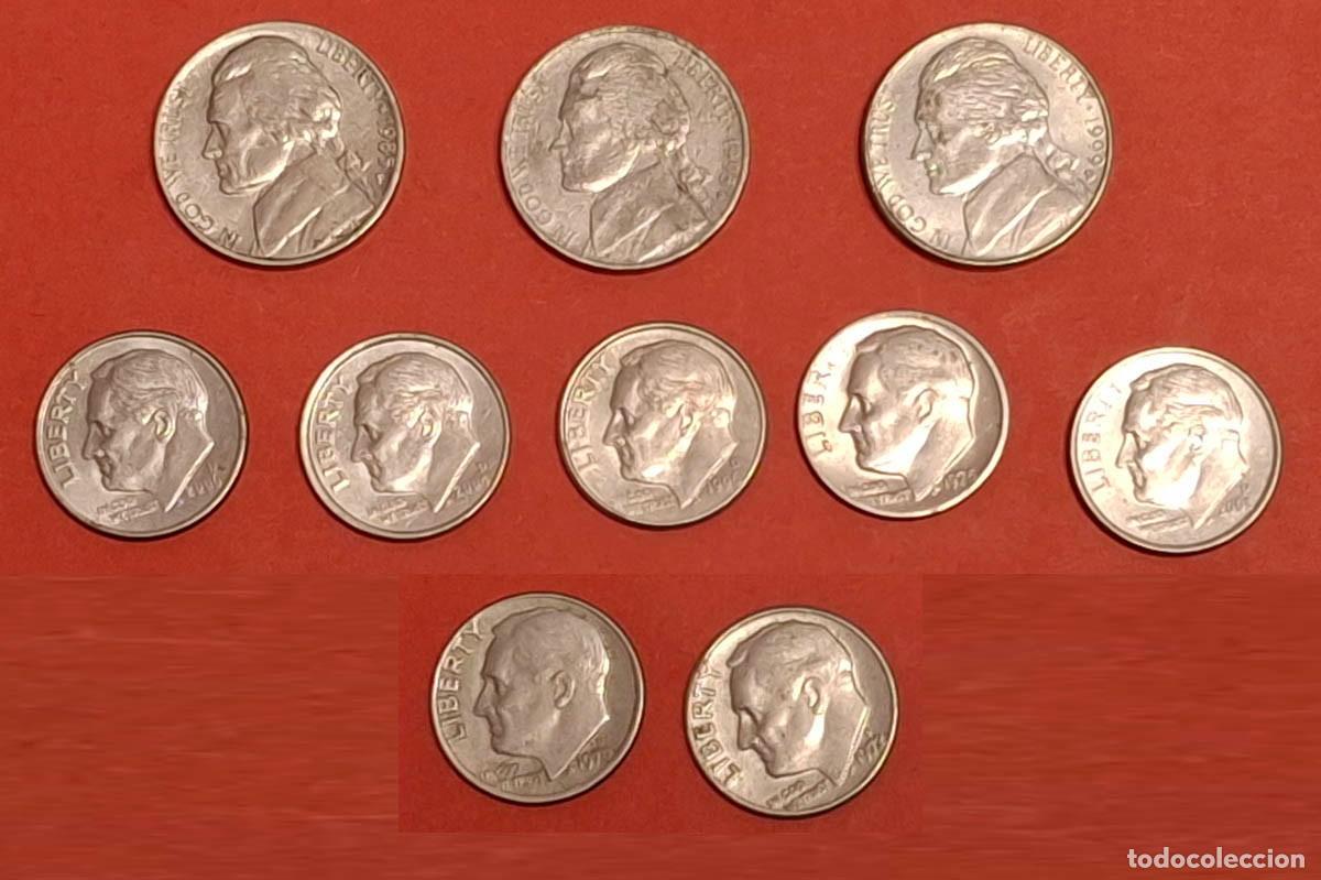 Monedas antiguas de Am&eacute;rica: 10 monedas de Estados Unidos USA