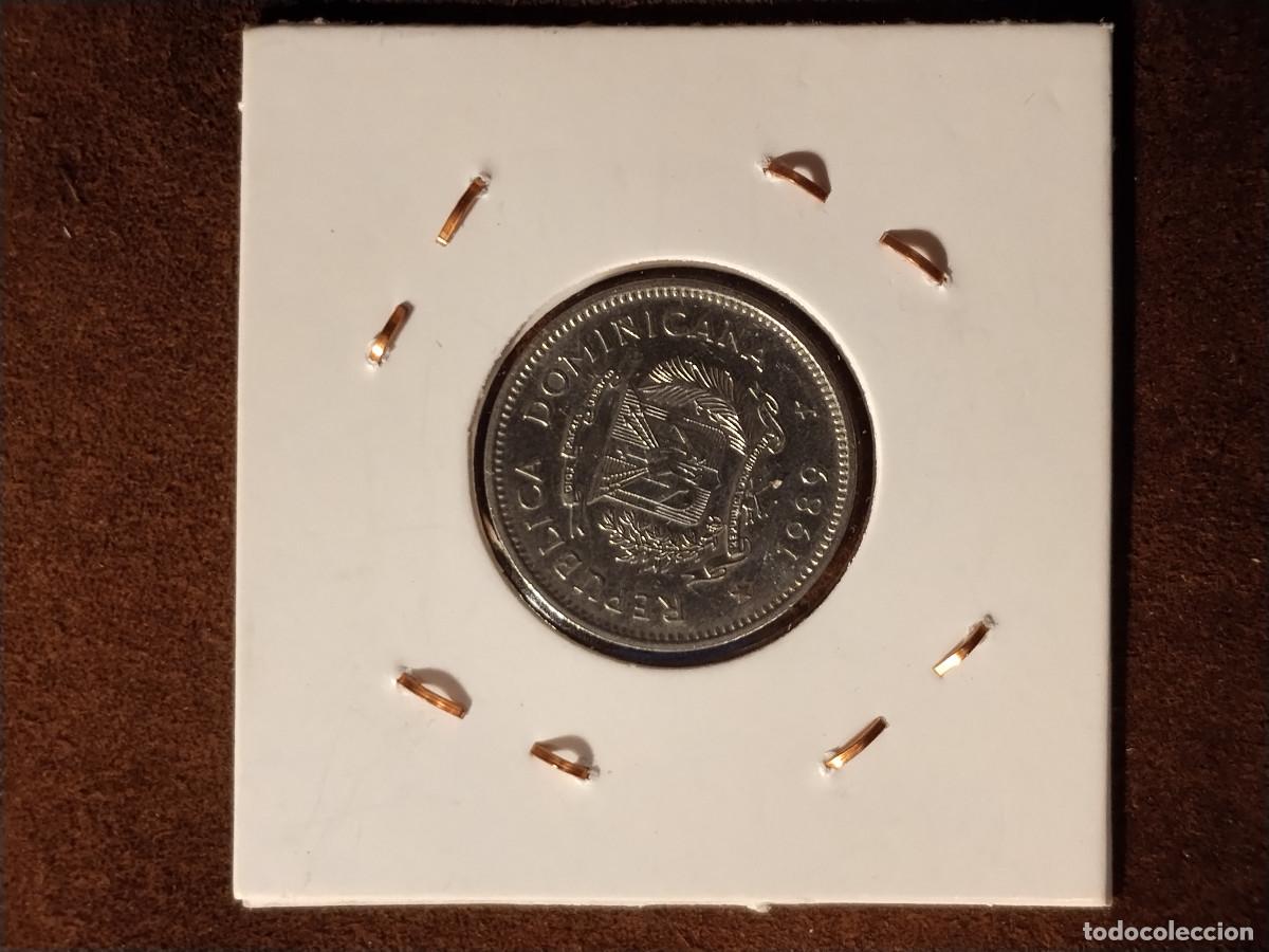 Monedas antiguas de Am&eacute;rica: 1 Peso Rep&uacute;blica Dominicana 1989 &ndash; Escudo nacional &ndash; Muy buen estado