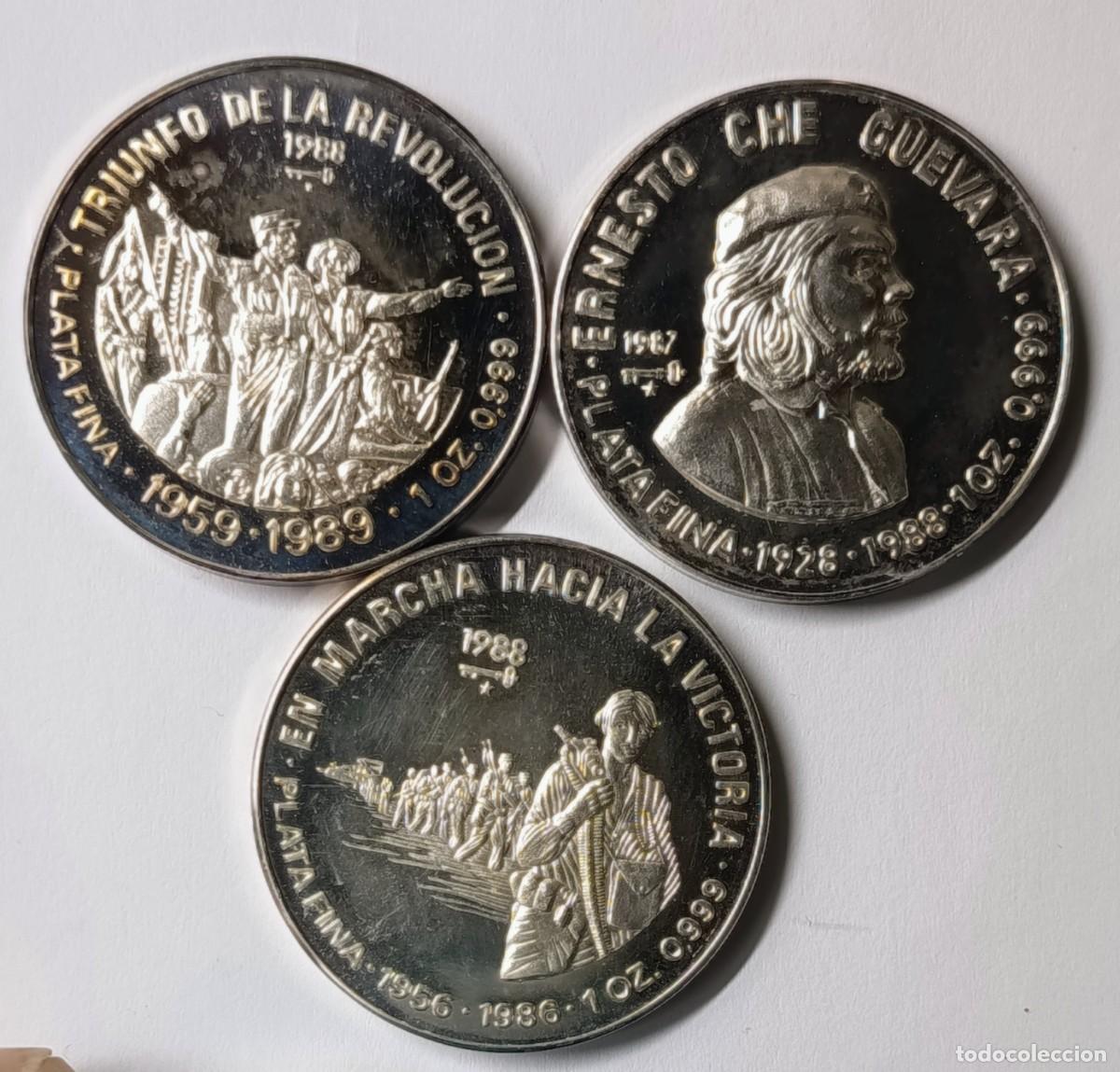Monedas antiguas de Am&eacute;rica: CUBA. TRES MONEDAS SOBRE LA REVOLUCI&Oacute;N. 1987/88. 10 PESOS. PLATA. PROOF. ,999. 31,10 gr