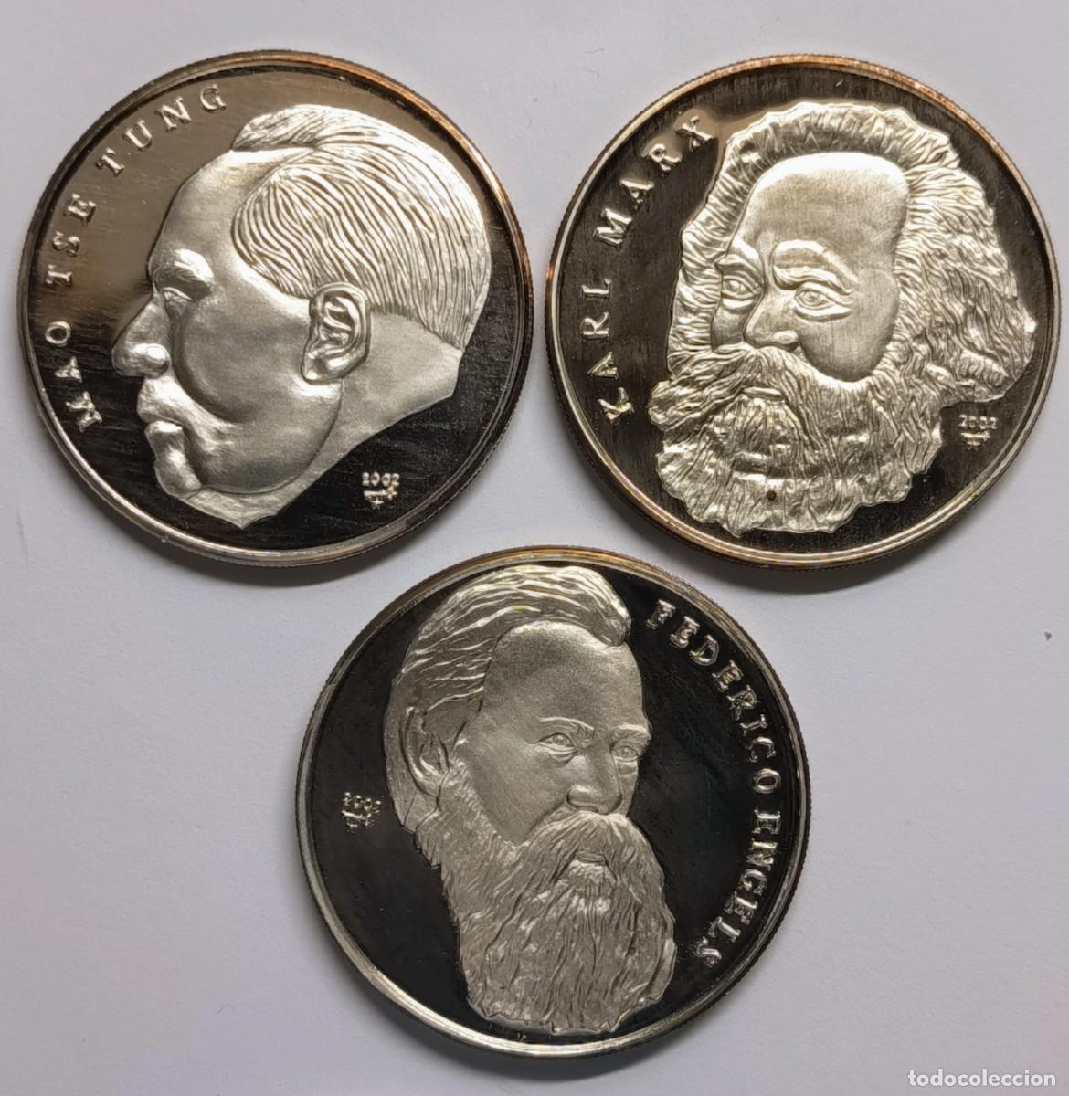 Monedas antiguas de Am&eacute;rica: CUBA. SERIE &ldquo;L&Iacute;DERES DEL COMUNISMO&rdquo;. 2002. 10 PESOS. PLATA. PROOF. ,999. 31,10 gramos (1 oz. X 3)