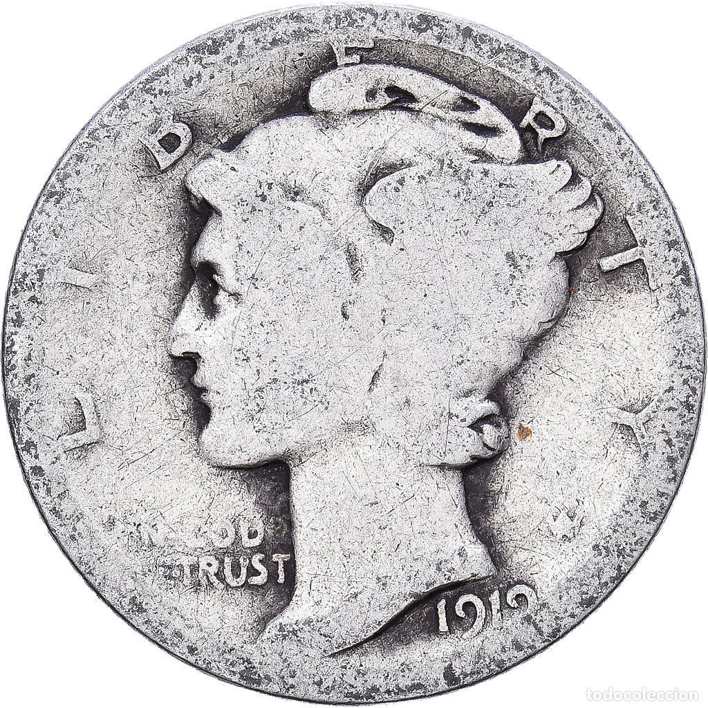 Monedas antiguas de Am&eacute;rica: [#1224273] Estados Unidos, Dime, Mercury Dime, 1919, U.S. Mint, Plata, BC+, KM:140