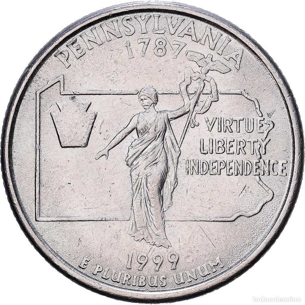 Monedas antiguas de Am&eacute;rica: [#1224300] Estados Unidos, Washington Quarter, Pennsylvania, 1999, Philadelphia, Cobre -