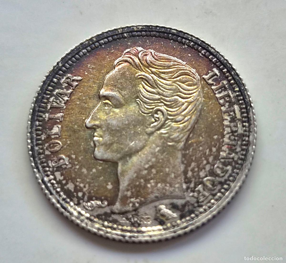 Monedas antiguas de Am&eacute;rica: VENEZUELA 25 CENTIMOS 1960. PLATA EBC+ PATINA