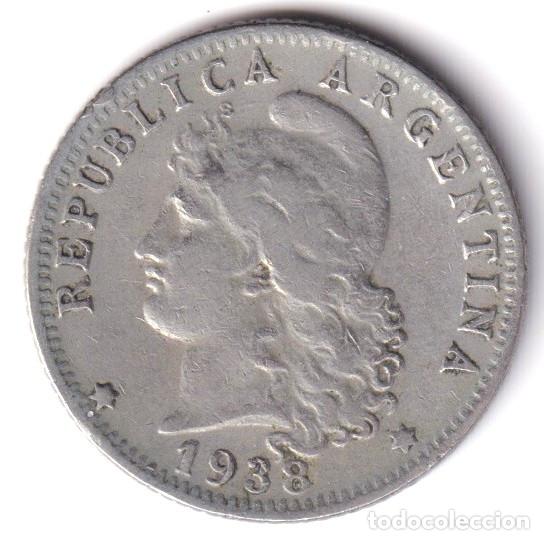 Monedas antiguas de Am&eacute;rica: MONEDA ARGENTINA - 20 CENTAVOS - 1938 - LIBERTAD - REP. DE ARGENTINA