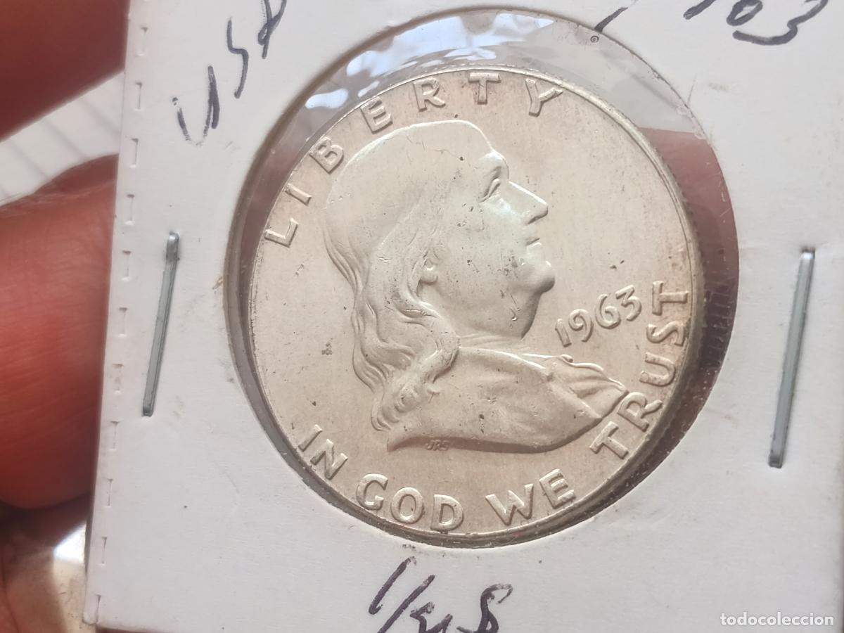 Monedas antiguas de Am&eacute;rica: Estados Unidos. Half dollar de plata de 1963 SC Brillo original