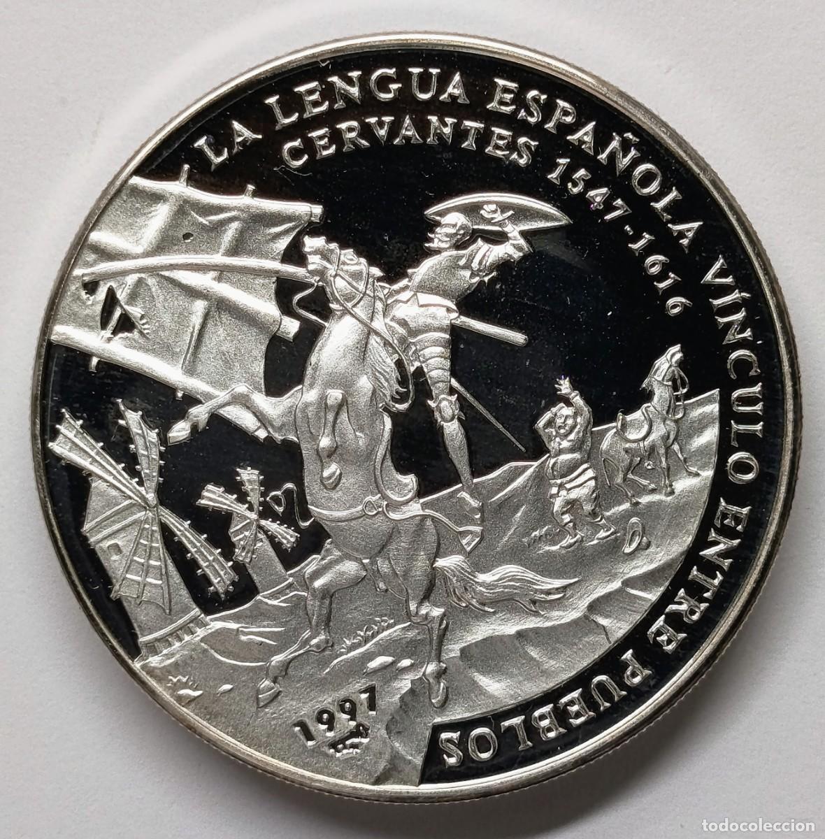 Monedas antiguas de Am&eacute;rica: CUBA. &ldquo;CERVANTES&rdquo;. 1997. 10 PESOS. PLATA. PROOF. ,999. 31,10 gramos (1 onza). RARA (Y M&Aacute;S AS&Iacute;)