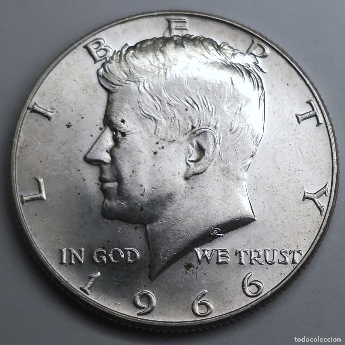 Monedas antiguas de Am&eacute;rica: MONEDA DE PLATA ESTADOS UNIDOS 1/2 DOLAR KENNEDY 1966