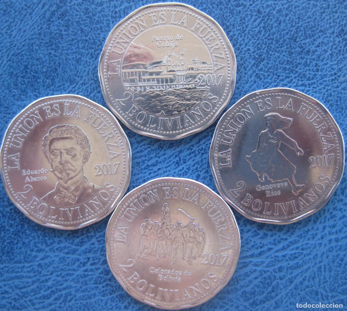 Monedas antiguas de Am&eacute;rica: Bolivia, Set de 4 x 2 Bol&iacute;vares 2017./ Sin Circular.